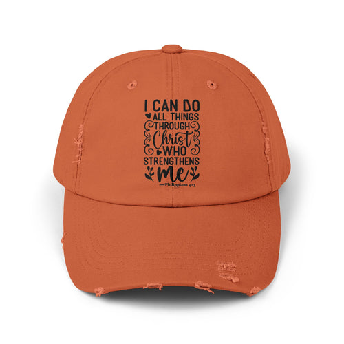 "I Can Do All Things Through Christ Who Strengthens Me" Distressed Cap