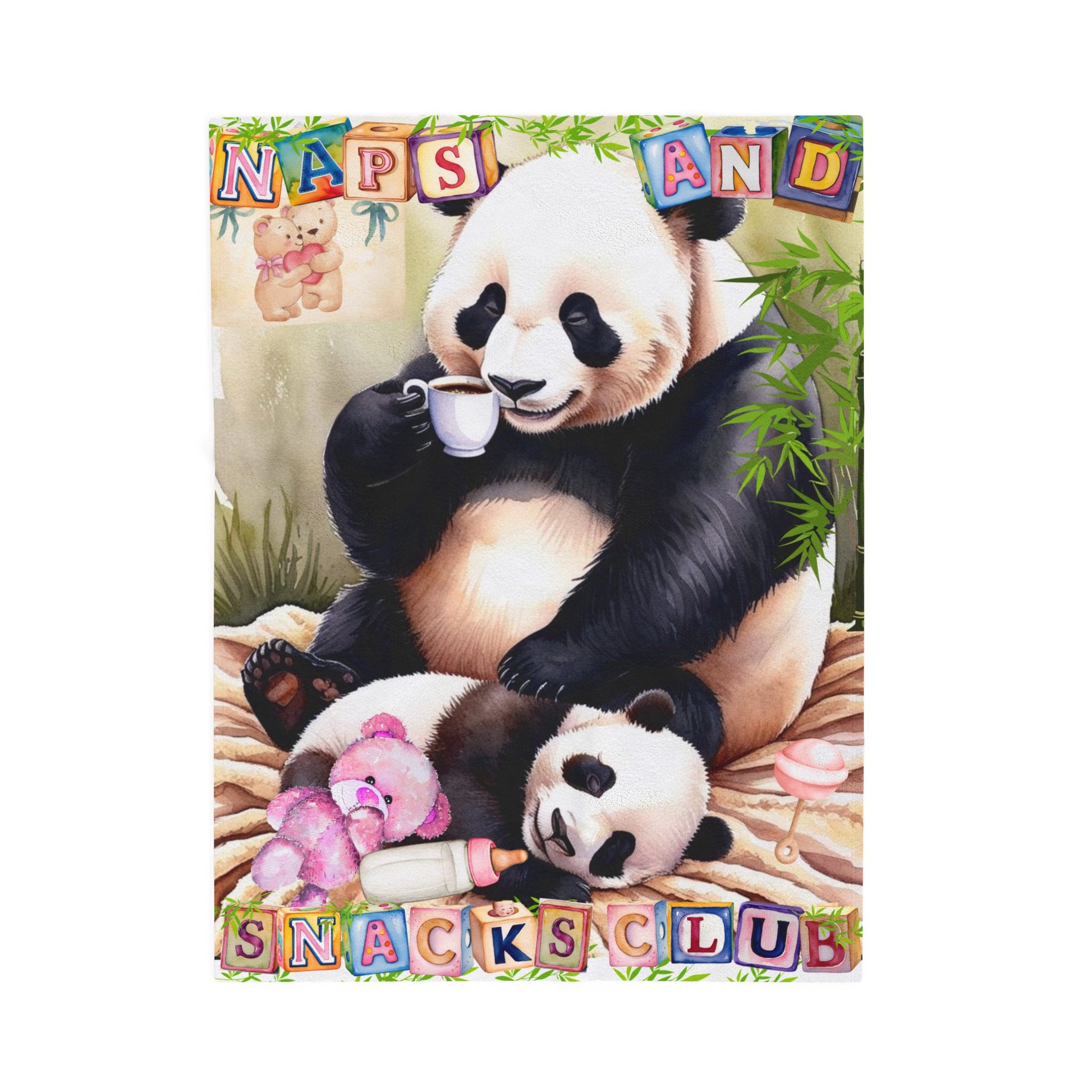 Sleeping Baby Panda And Mum Plush Blanket