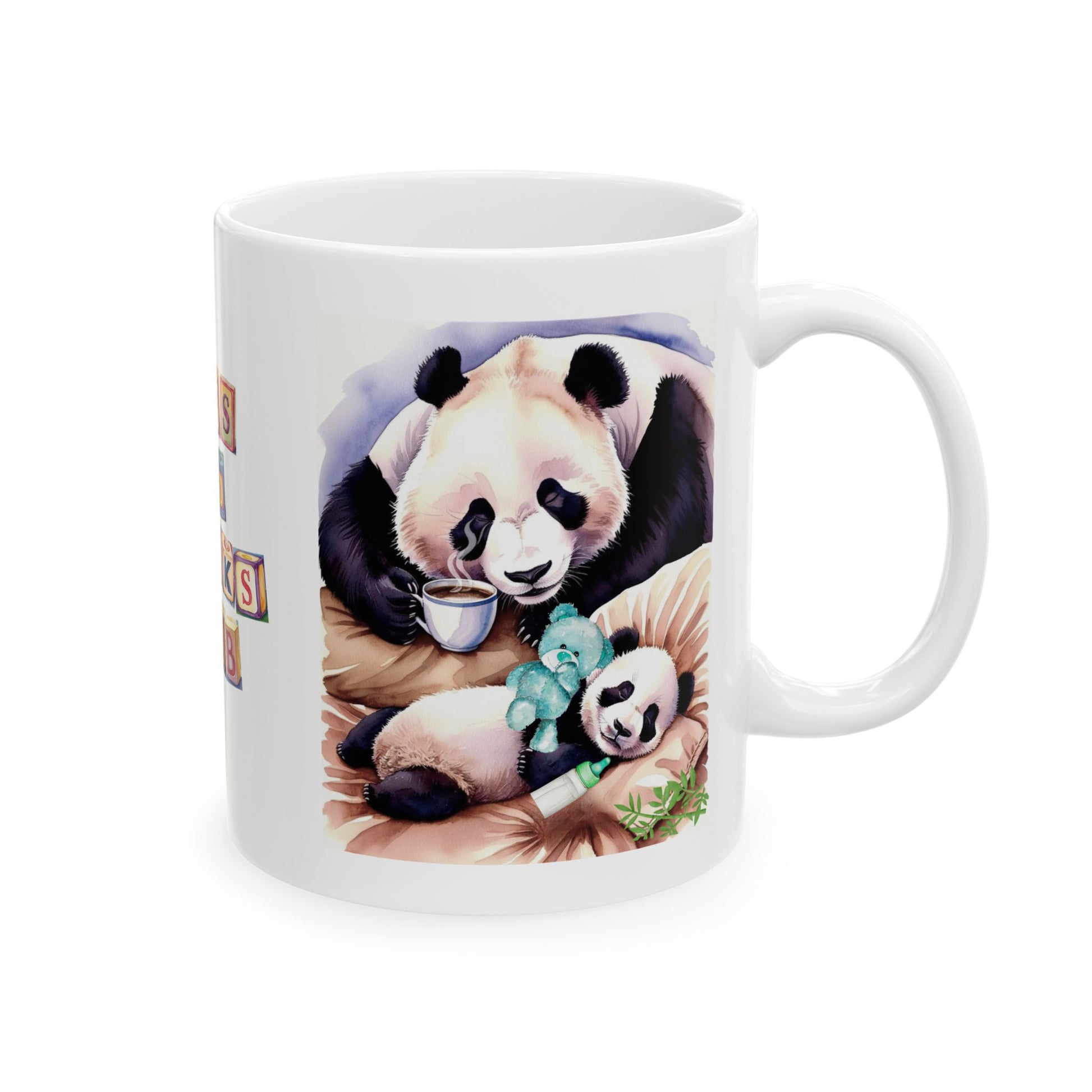Tired Mum and Baby Panda Mug