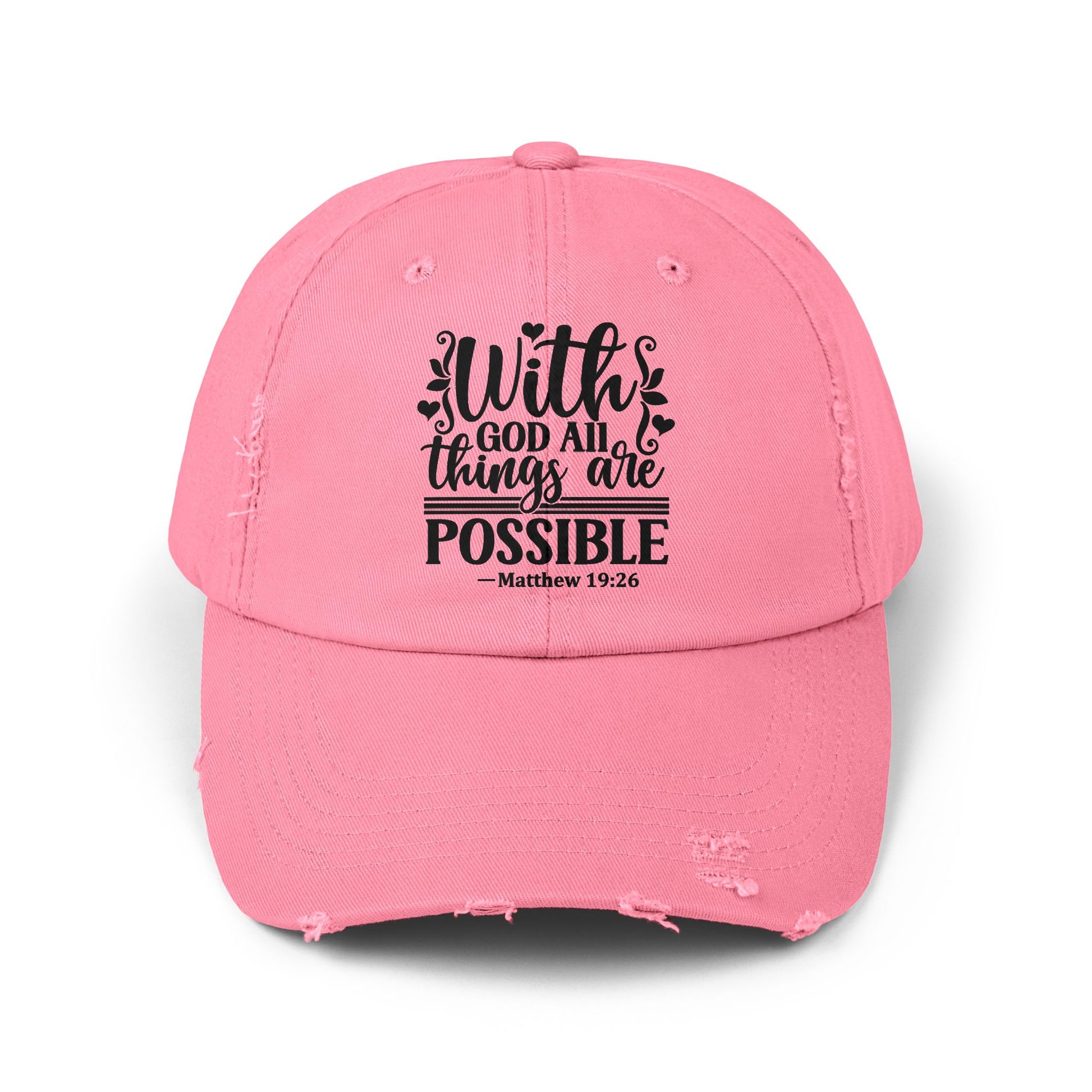 "With God All Things Are Possible" Distressed Cap