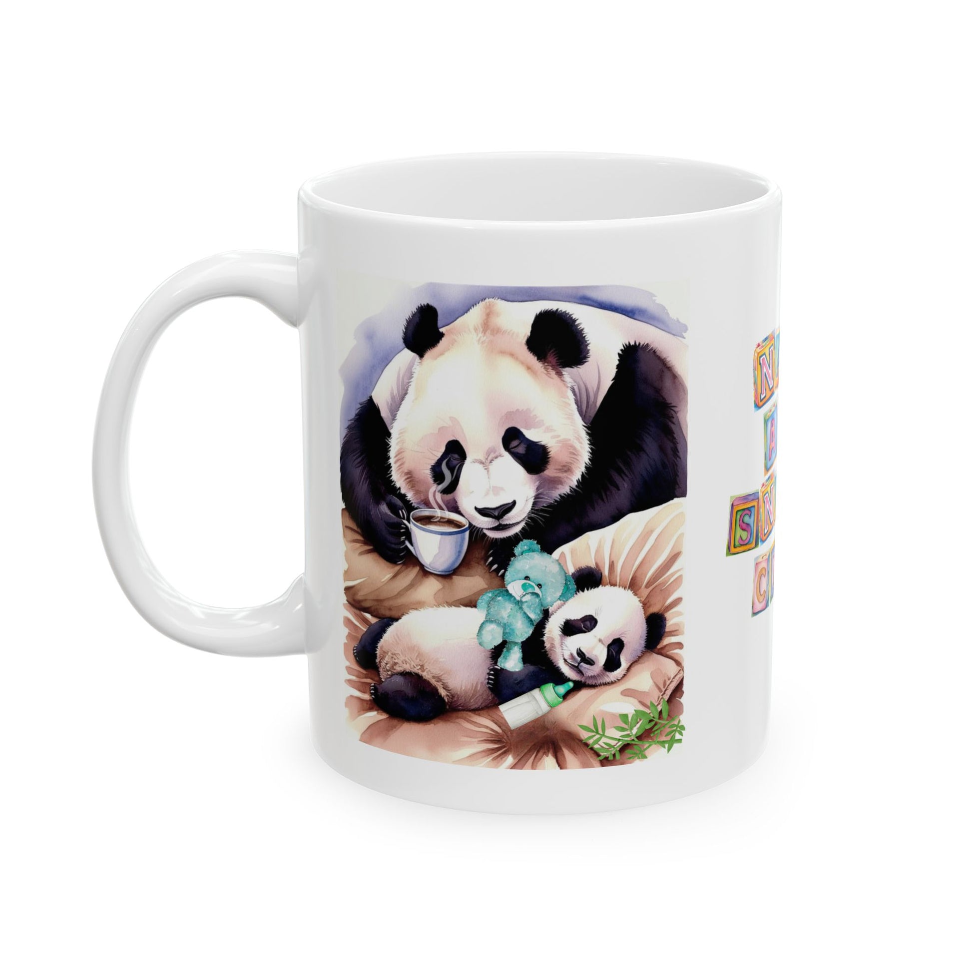 Tired Mum and Baby Panda Mug