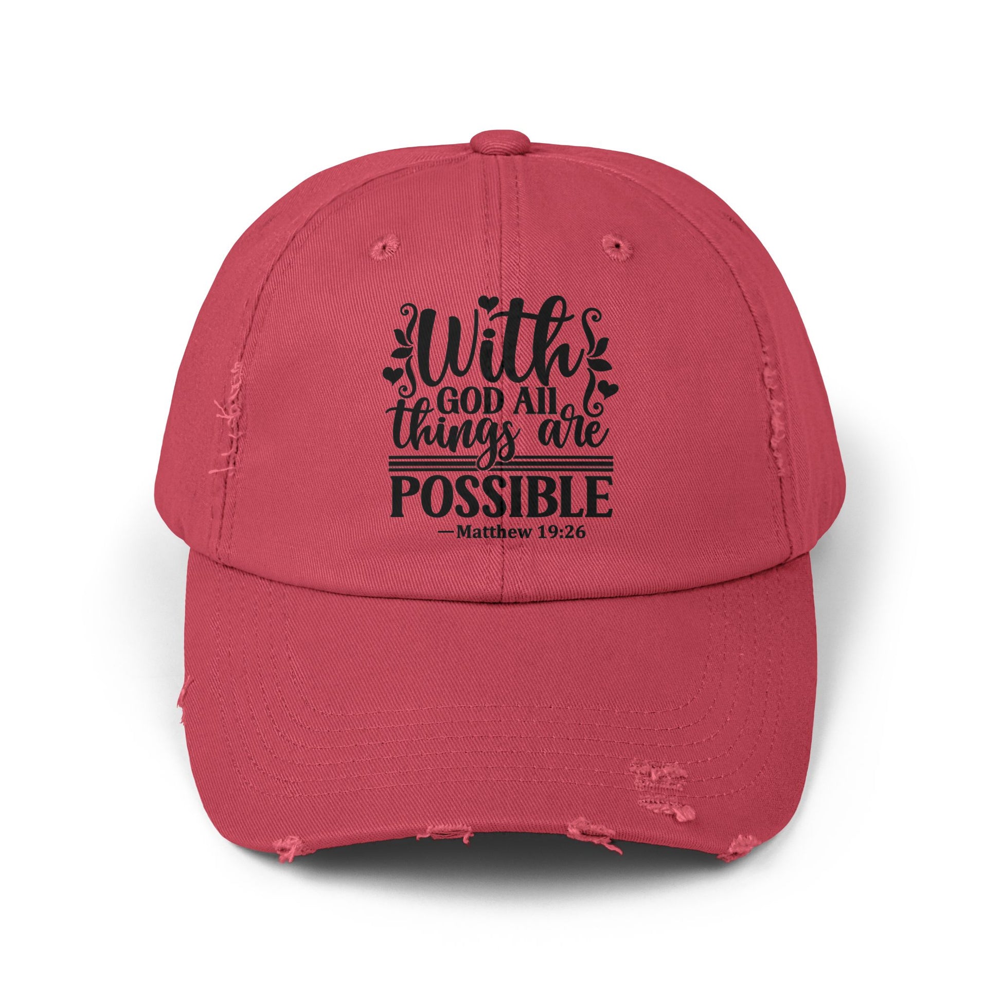 "With God All Things Are Possible" Distressed Cap