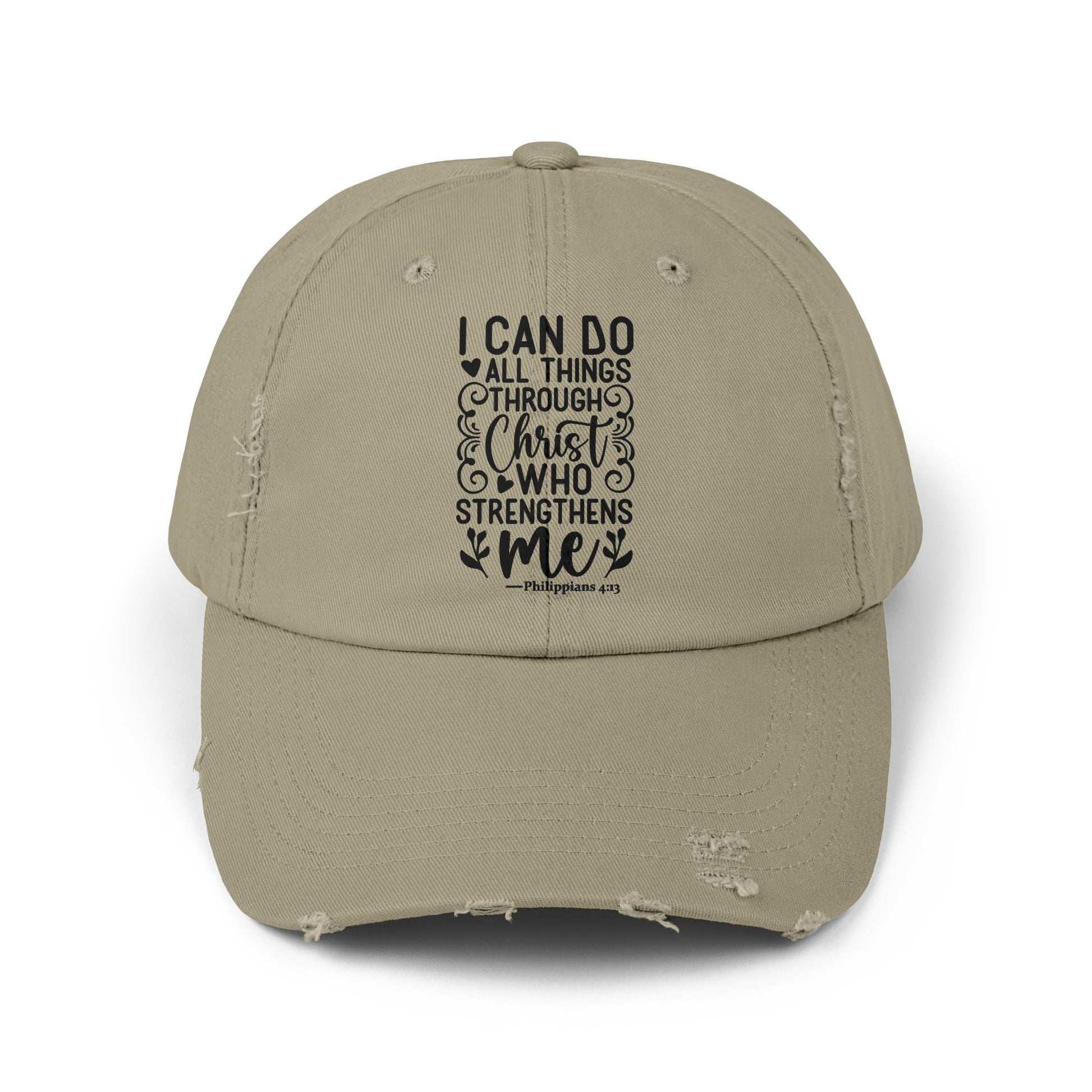 "I Can Do All Things Through Christ Who Strengthens Me" Distressed Cap