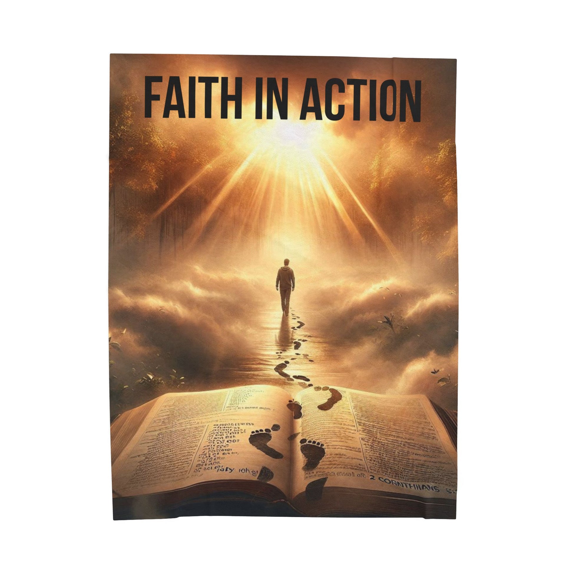 Inspirational Faith in Action Velveteen Plush Blanket