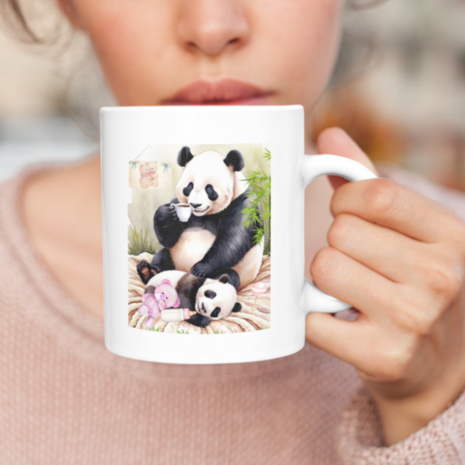 Cosy Mum And Baby Panda Mug