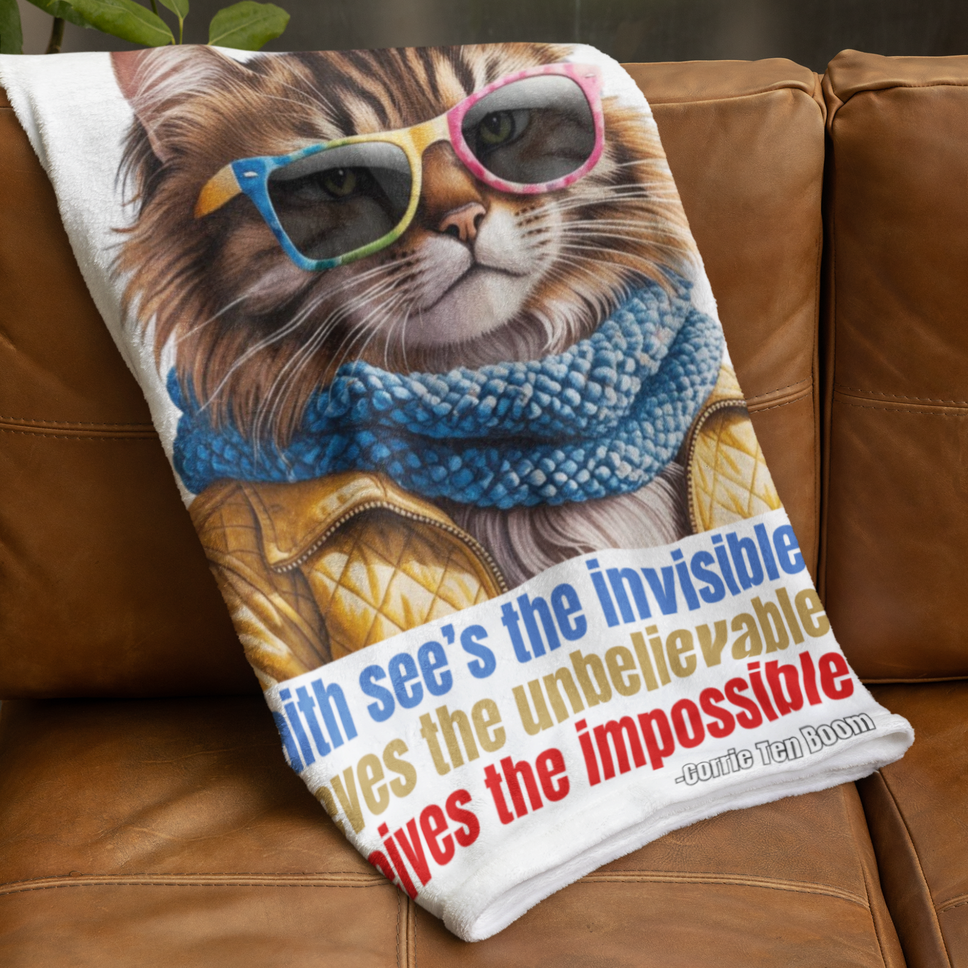 Inspirational Cat Plush Blanket